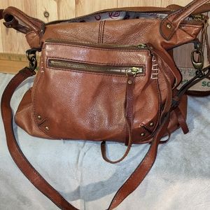 Lucky Brand chestnut leather hobo/cross body bag